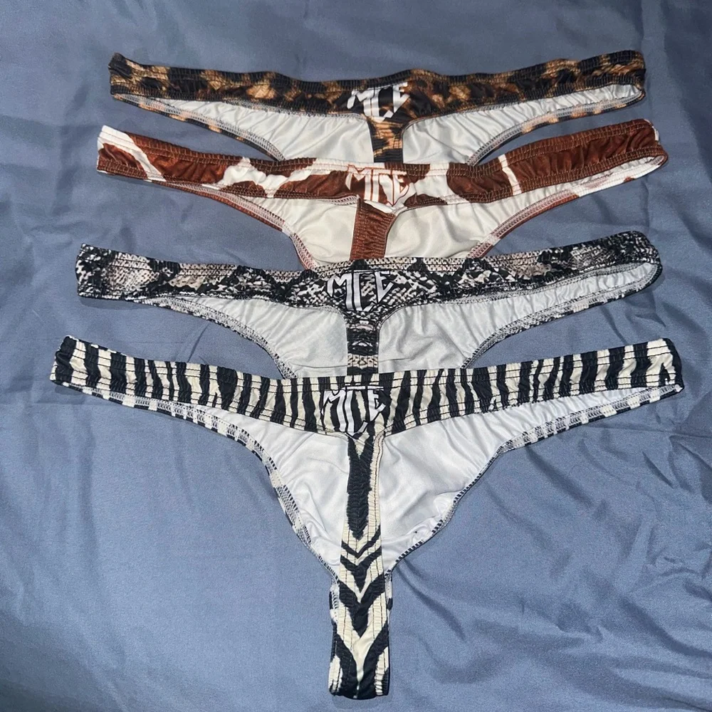 Men's Animal Print Thongs – Pack of 4